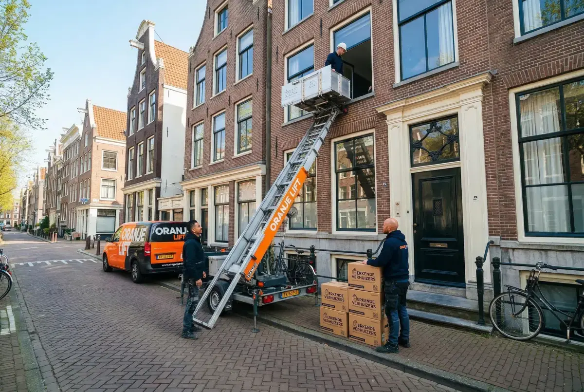 Aanhangerlift voor verhuizing in smalle straat Almere