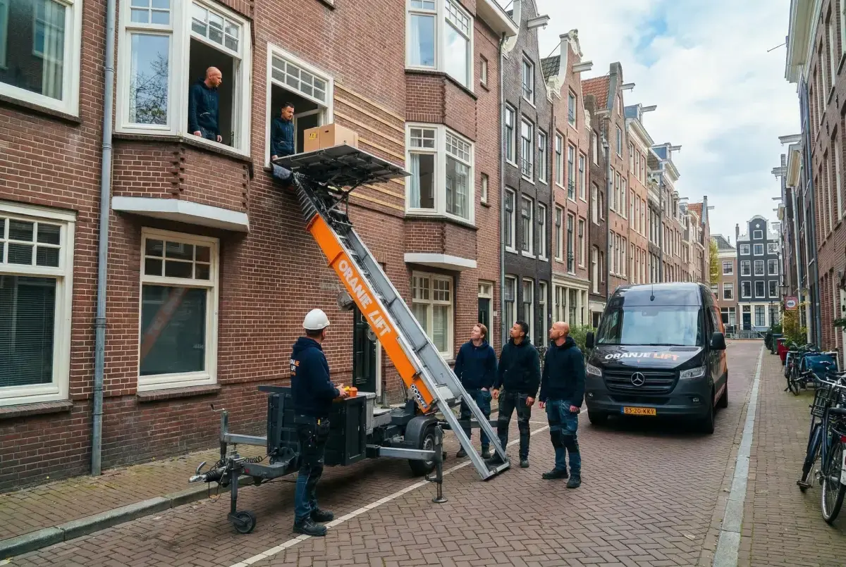 Ladderlift in gebruik bij woning in Almere